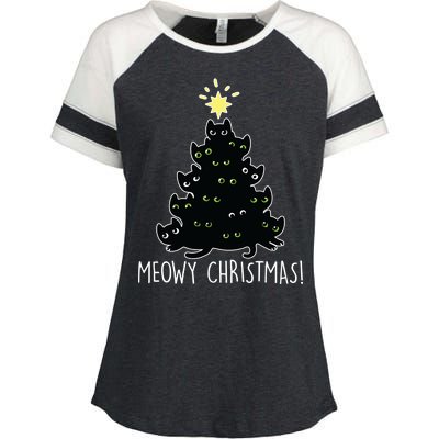 Meowy Christmas Enza Ladies Jersey Colorblock Tee