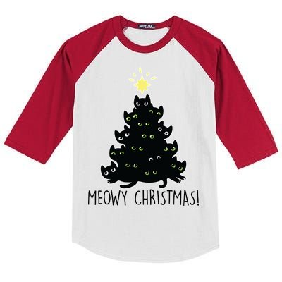 Meowy Christmas Kids Colorblock Raglan Jersey