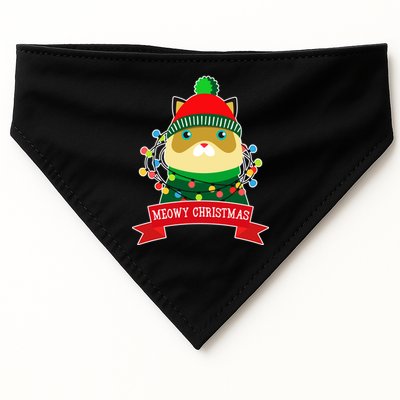 Meowy Christmas Cat Lights USA-Made Doggie Bandana