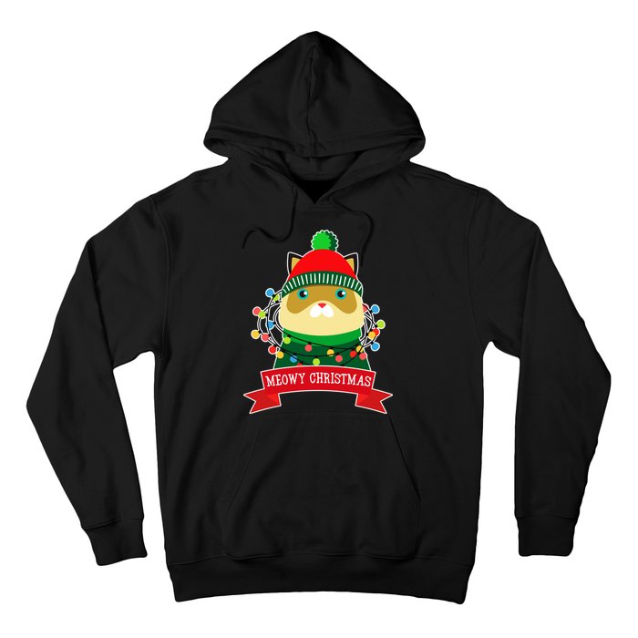 Meowy Christmas Cat Lights Hoodie