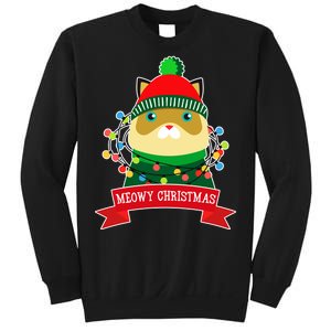 Meowy Christmas Cat Lights Sweatshirt