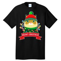 Meowy Christmas Cat Lights Tall T-Shirt