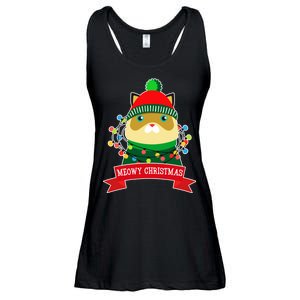 Meowy Christmas Cat Lights Ladies Essential Flowy Tank