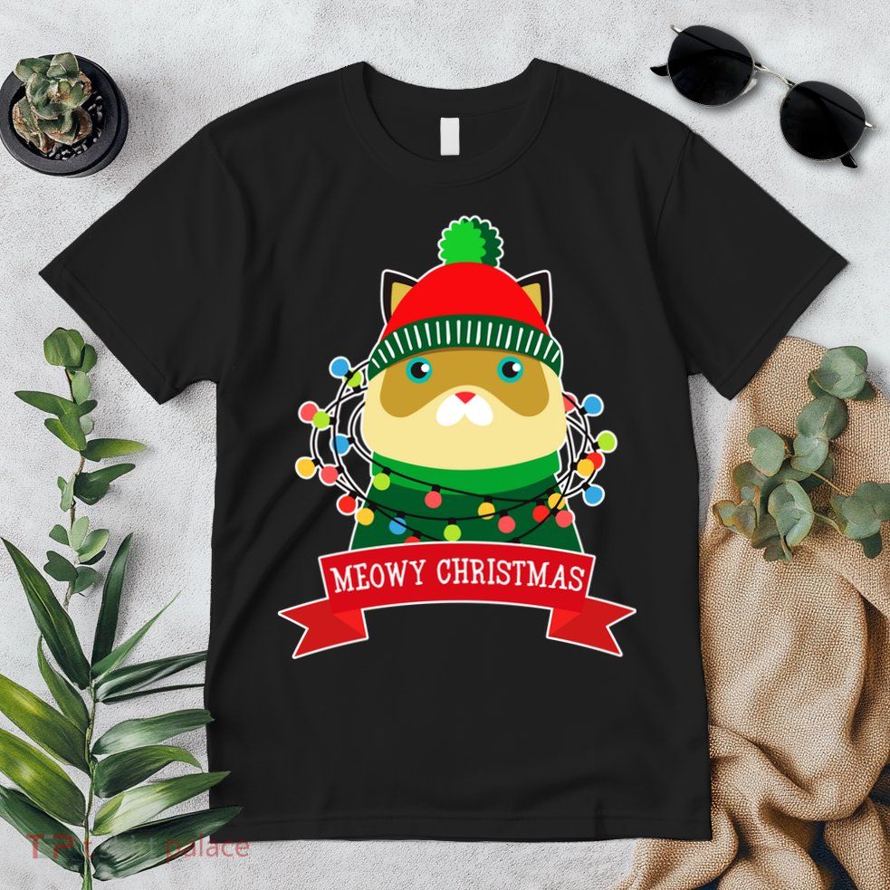 Meowy Christmas Cat Lights Premium T-Shirt