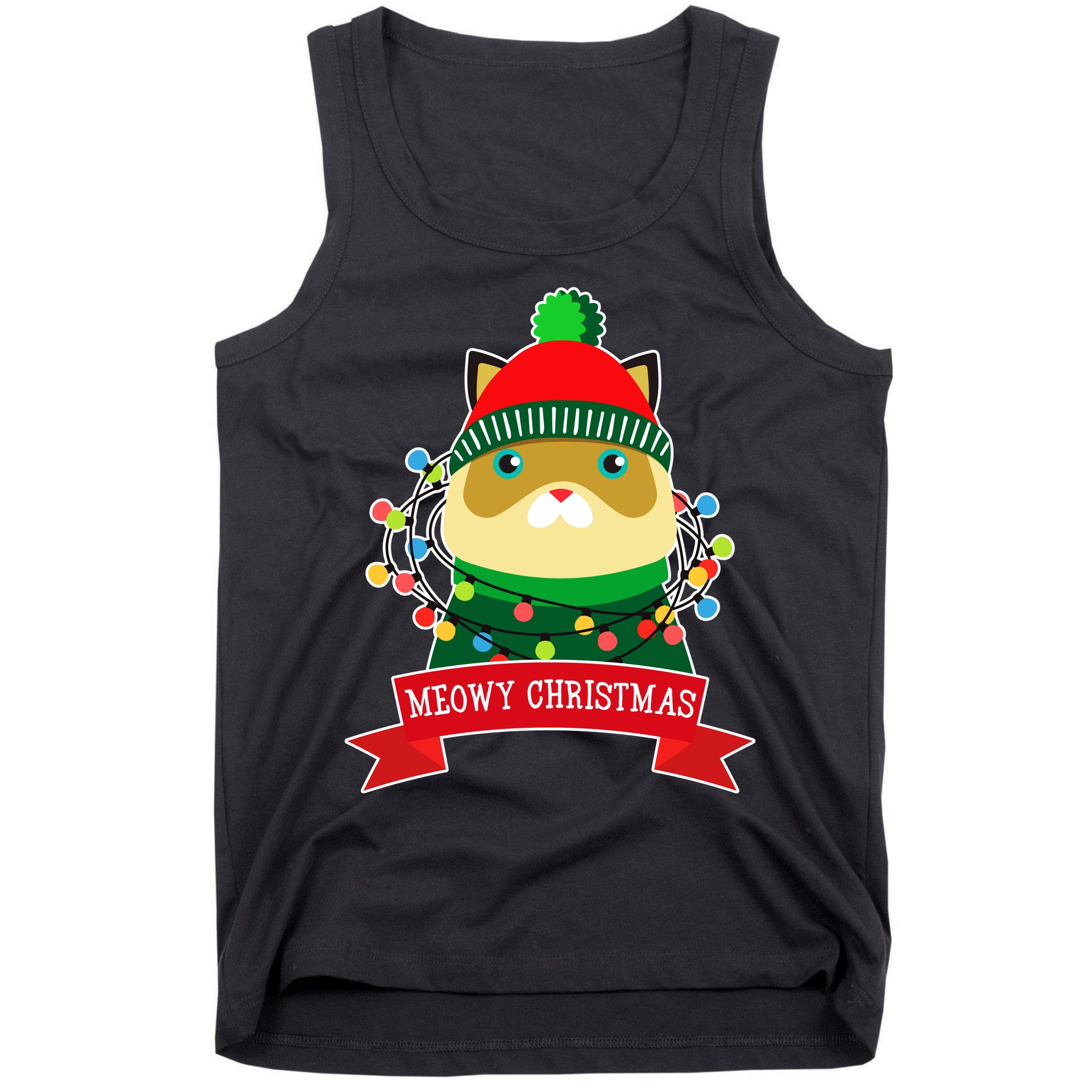 Meowy Christmas Cat Lights Tank Top