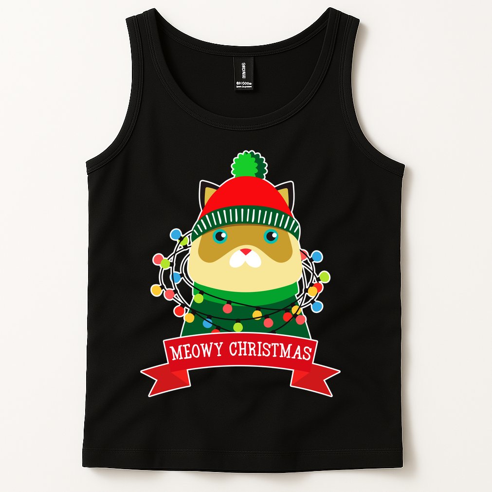 Meowy Christmas Cat Lights Tank Top