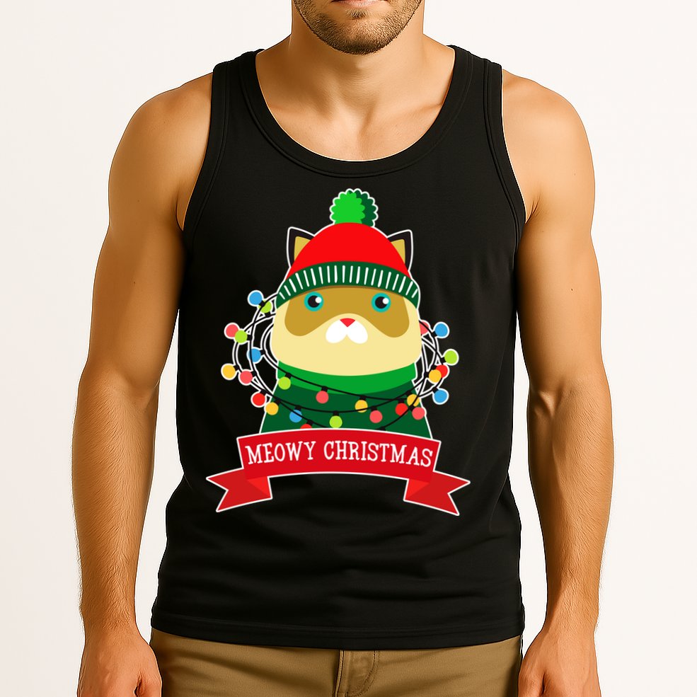 Meowy Christmas Cat Lights Tank Top