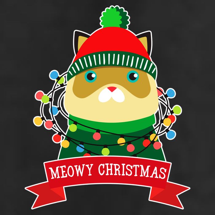 Meowy Christmas Cat Lights Golf Towel
