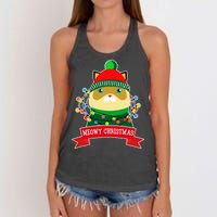 Meowy Christmas Cat Lights Women's Knotted Racerback Tank