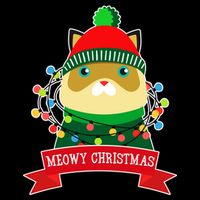Meowy Christmas Cat Lights Womens T-Shirt