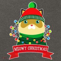 Meowy Christmas Cat Lights Cotton Canvas Backpack