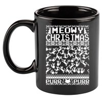 Meowy Christmas Cat Ugly Christmas Sweater 11oz C Handle Ceramic Mug
