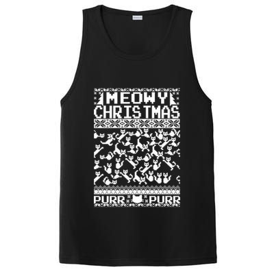 Meowy Christmas Cat Ugly Christmas Sweater PosiCharge Competitor Tank