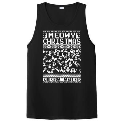 Meowy Christmas Cat Ugly Christmas Sweater PosiCharge Competitor Tank