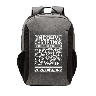 Meowy Christmas Cat Ugly Christmas Sweater Vector Backpack