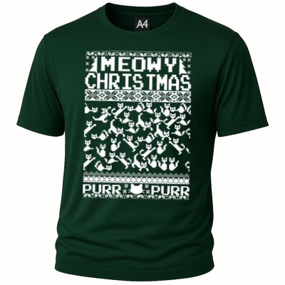 Meowy Christmas Cat Ugly Christmas Sweater Performance Shirt
