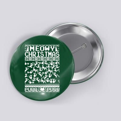 Meowy Christmas Cat Ugly Christmas Sweater Button