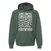 Meowy Christmas Cat Ugly Christmas Sweater Premium Hoodie