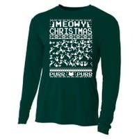 Meowy Christmas Cat Ugly Christmas Sweater Cooling Performance Long Sleeve Crew