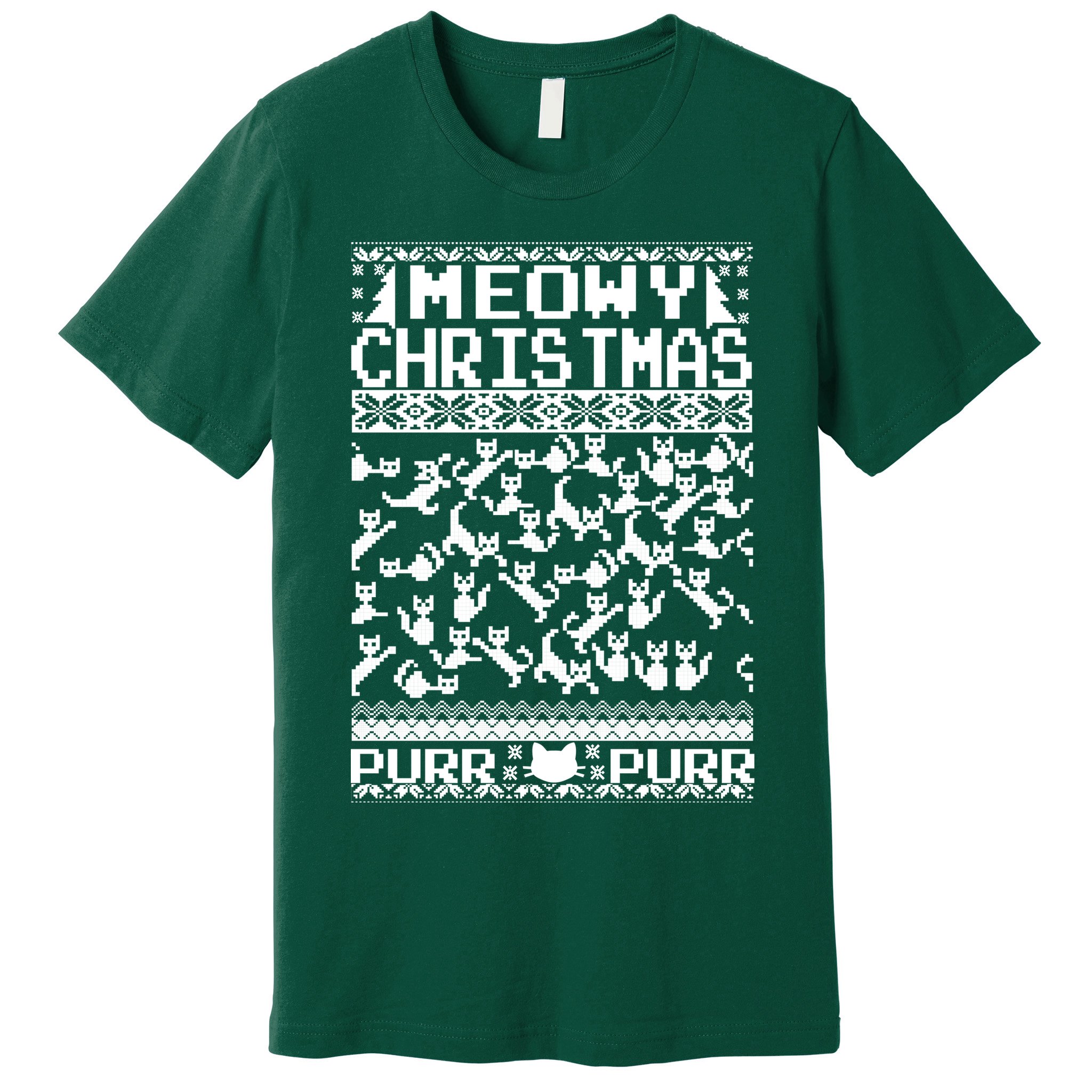 Meowy Christmas Cat Ugly Christmas Sweater Premium T-Shirt