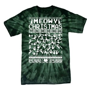 Meowy Christmas Cat Ugly Christmas Sweater Tie-Dye T-Shirt