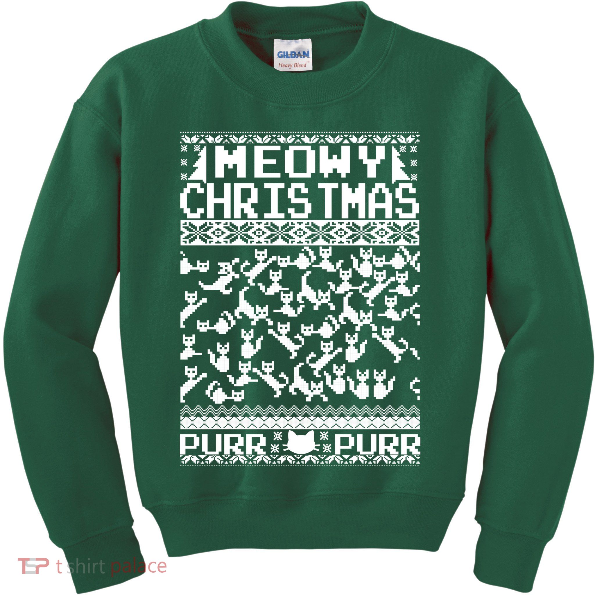 Meowy Christmas Cat Ugly Christmas Sweater Kids Sweatshirt