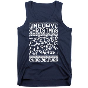 Meowy Christmas Cat Ugly Christmas Sweater Tank Top