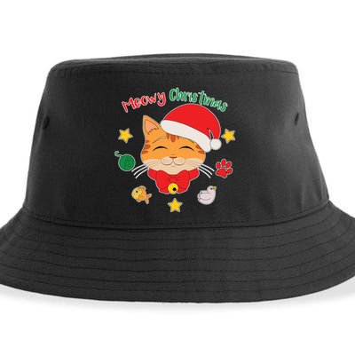 Meowy Christmas Cute Cat Sustainable Bucket Hat