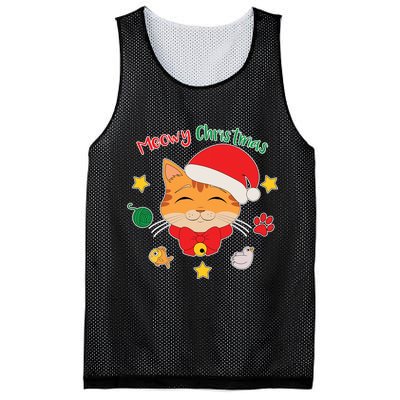 Meowy Christmas Cute Cat Mesh Reversible Basketball Jersey Tank