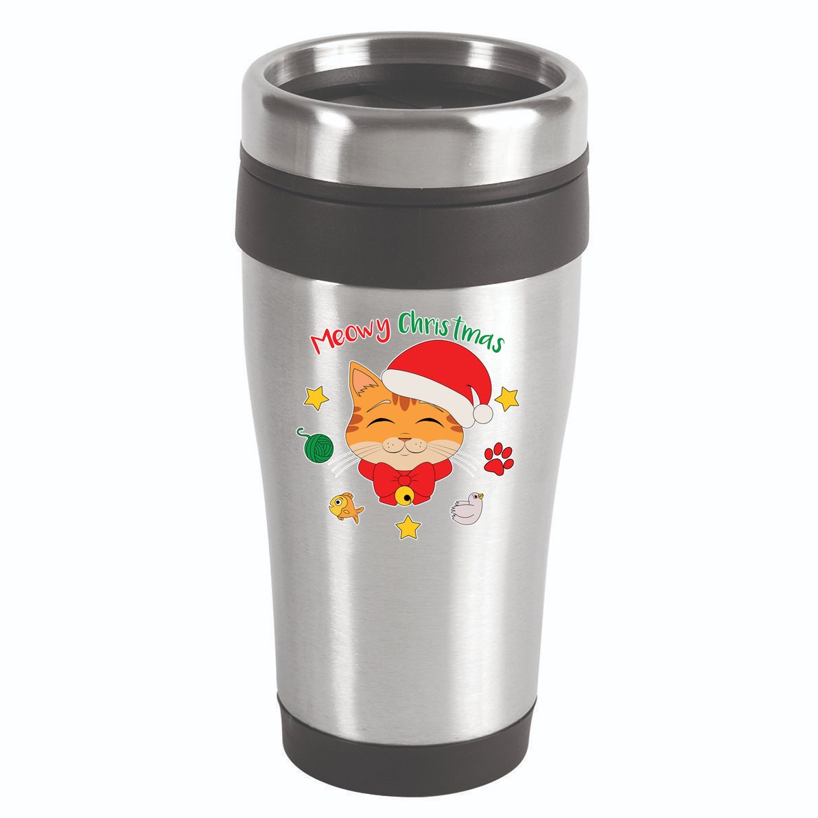 Meowy Christmas Cute Cat 16oz Travel Tumbler