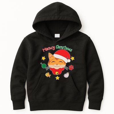 Meowy Christmas Cute Cat Kids Hoodie