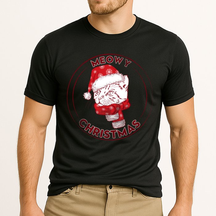 Meowy Christmas Emblem Cooling Performance Crew T-Shirt