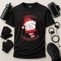 Meowy Christmas Emblem Cooling Performance Crew T-Shirt