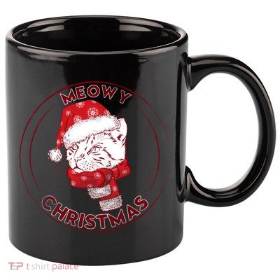 Meowy Christmas Emblem 11oz C Handle Ceramic Mug