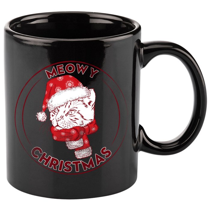 Meowy Christmas Emblem 11oz C Handle Ceramic Mug