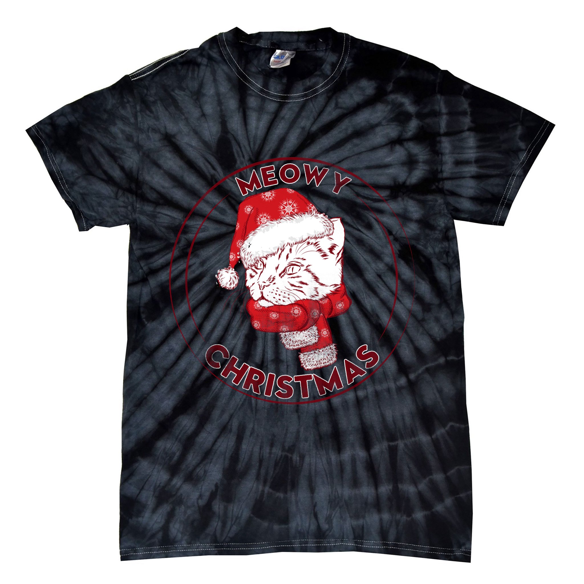 Meowy Christmas Emblem Tie-Dye T-Shirt