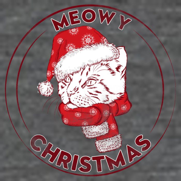 Meowy Christmas Emblem 7 Panel Mesh Trucker Snapback Hat