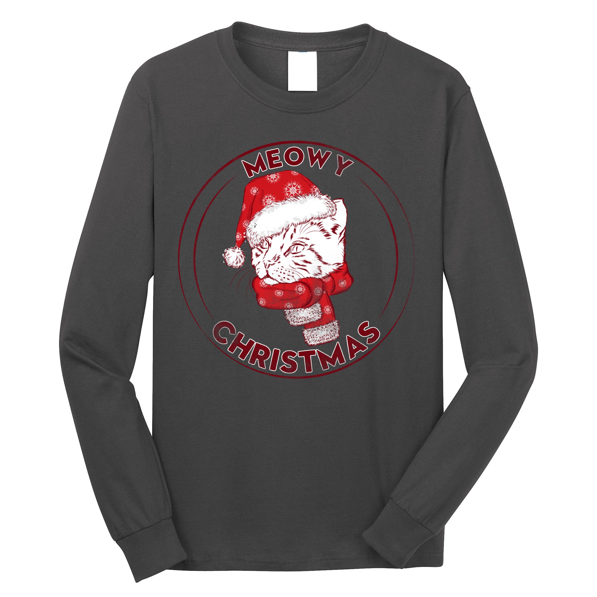 Meowy Christmas Emblem Long Sleeve Shirt