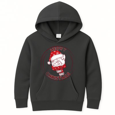 Meowy Christmas Emblem Kids Hoodie