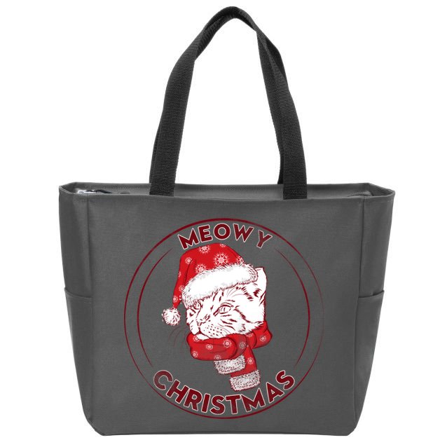 Meowy Christmas Emblem Zip Tote Bag