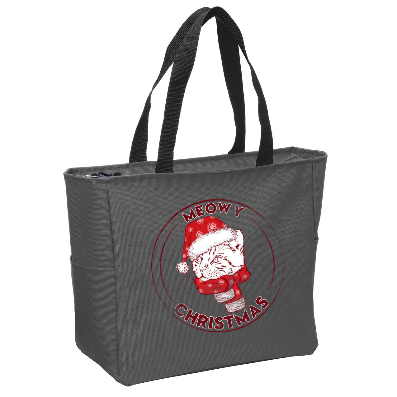 Meowy Christmas Emblem Zip Tote Bag