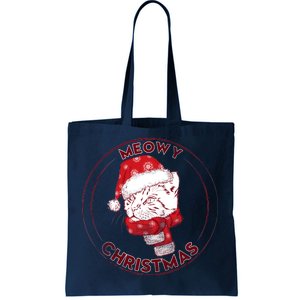 Meowy Christmas Emblem Tote Bag