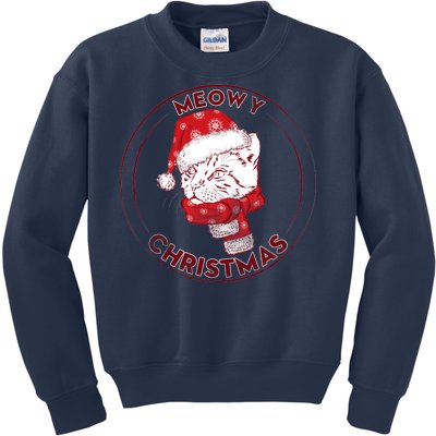 Meowy Christmas Emblem Kids Sweatshirt