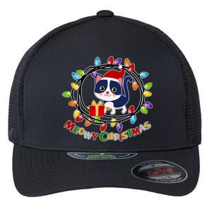 Meowy Christmas Kitty Flexfit Unipanel Trucker Cap