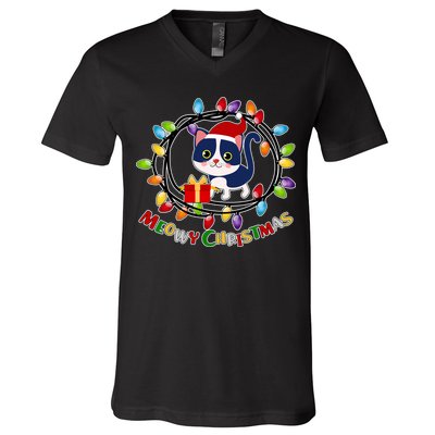 Meowy Christmas Kitty V-Neck T-Shirt