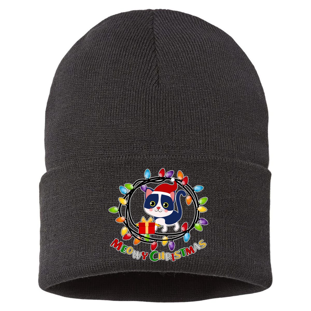 Meowy Christmas Kitty Sustainable Knit Beanie