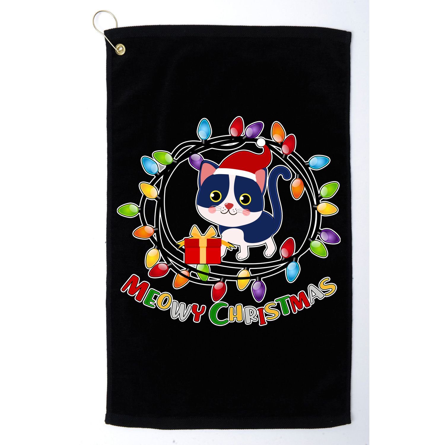 Meowy Christmas Kitty Golf Towel