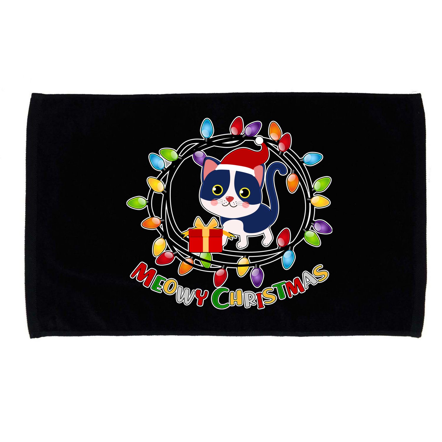 Meowy Christmas Kitty Microfiber Hand Towel