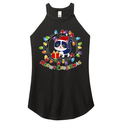 Meowy Christmas Kitty Women's Perfect Tri Rocker Tank
