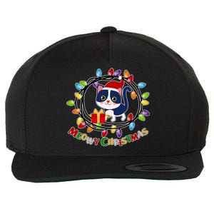 Meowy Christmas Kitty Wool Snapback Cap